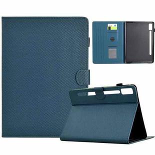 For Lenovo Tab P12 Solid Color Fiber Texture Smart Tablet Leather Case(Royal Blue)
