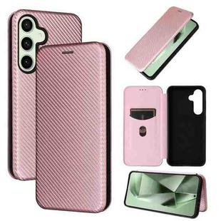 For Samsung Galaxy S24 FE 5G Carbon Fiber Texture Flip Leather Phone Case(Pink)