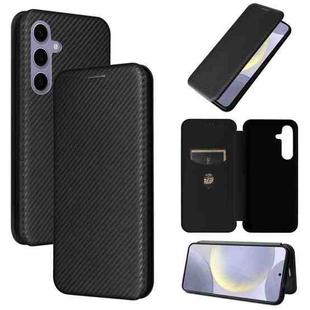 For Samsung Galaxy S25+ 5G Carbon Fiber Texture Flip Leather Phone Case(Black)