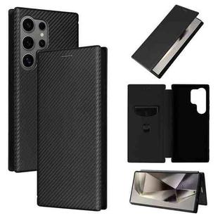 For Samsung Galaxy S25 Ultra 5G Carbon Fiber Texture Flip Leather Phone Case(Black)