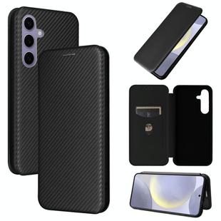 For Samsung Galaxy S25 5G Carbon Fiber Texture Flip Leather Phone Case(Black)