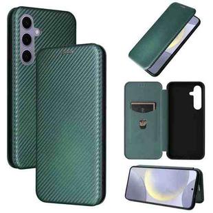For Samsung Galaxy S25 5G Carbon Fiber Texture Flip Leather Phone Case(Green)