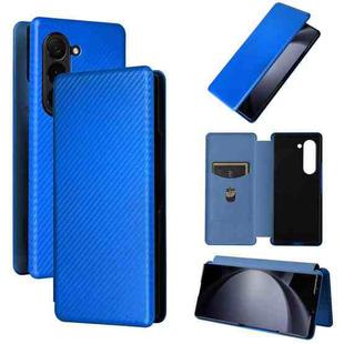 For Samsung Galaxy Z Fold6 Carbon Fiber Texture Flip Leather Phone Case(Blue)