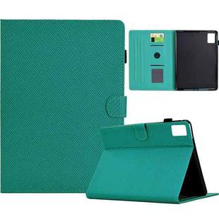 For Xiaomi Redmi Pad SE Solid Color Fiber Texture Smart Tablet Leather Case(Lake Green)