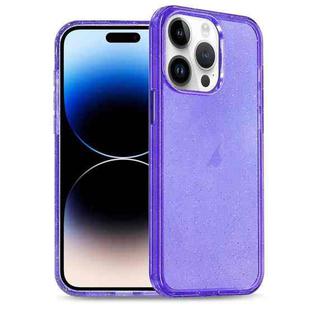 For iPhone 14 Pro Glitter Powder TPU Hybrid PC Phone Case(Purple)