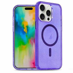 For iPhone 16 Pro Max Glitter Powder TPU Hybrid PC MagSafe Phone Case(Purple)