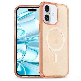 For iPhone 16 Glitter Powder TPU Hybrid PC MagSafe Phone Case(Orange)