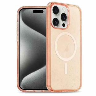 For iPhone 15 Pro Max Glitter Powder TPU Hybrid PC MagSafe Phone Case(Orange)