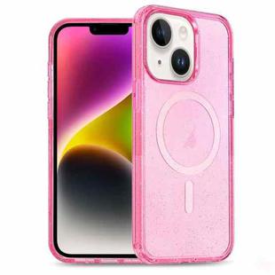 For iPhone 14 Plus Glitter Powder TPU Hybrid PC MagSafe Phone Case(Pink)