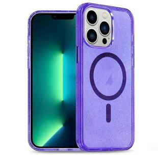 For iPhone 13 Pro Max Glitter Powder TPU Hybrid PC MagSafe Phone Case(Purple)