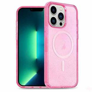 For iPhone 13 Pro Max Glitter Powder TPU Hybrid PC MagSafe Phone Case(Pink)