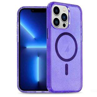 For iPhone 13 Pro Glitter Powder TPU Hybrid PC MagSafe Phone Case(Purple)