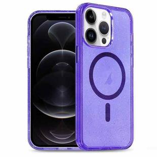 For iPhone 12 Pro Glitter Powder TPU Hybrid PC MagSafe Phone Case(Purple)