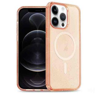 For iPhone 12 Pro Glitter Powder TPU Hybrid PC MagSafe Phone Case(Orange)