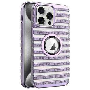For iPhone 15 Pro Cooling Ladder Electroplated Hollow Phone Case(Purple)