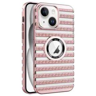 For iPhone 15 Plus Cooling Ladder Electroplated Hollow Phone Case(Pink)