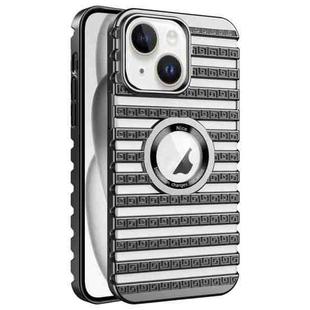 For iPhone 15 Plus Cooling Ladder Electroplated Hollow Phone Case(Black)