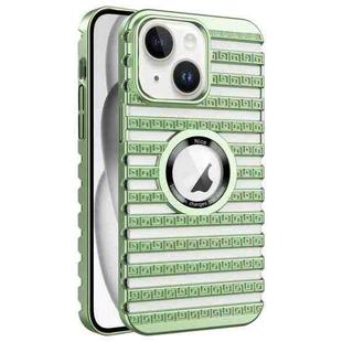 For iPhone 15 Cooling Ladder Electroplated Hollow Phone Case(Green)