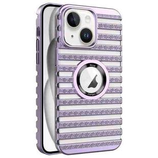 For iPhone 15 Cooling Ladder Electroplated Hollow Phone Case(Purple)