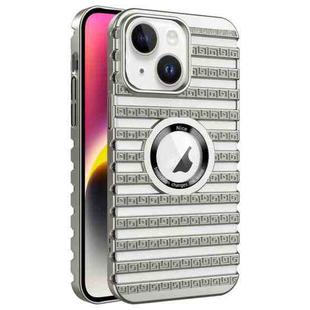 For iPhone 14 Cooling Ladder Electroplated Hollow Phone Case(Silver)