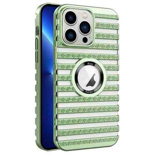 For iPhone 13 Pro Cooling Ladder Electroplated Hollow Phone Case(Green)