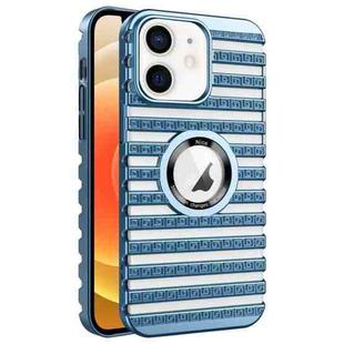 For iPhone 12 Cooling Ladder Electroplated Hollow Phone Case(Blue)