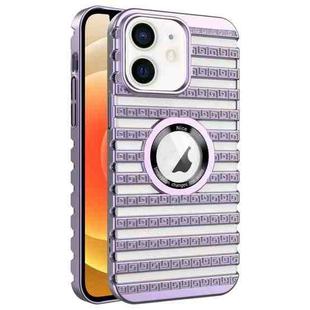 For iPhone 12 Cooling Ladder Electroplated Hollow Phone Case(Purple)