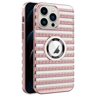 For iPhone 12 Pro Max Cooling Ladder Electroplated Hollow Phone Case(Pink)