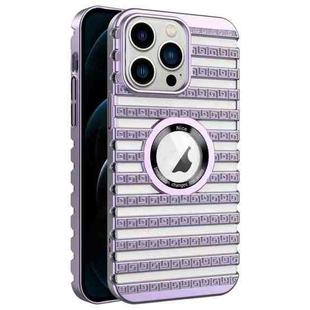 For iPhone 12 Pro Max Cooling Ladder Electroplated Hollow Phone Case(Purple)