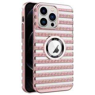 For iPhone 12 Pro Cooling Ladder Electroplated Hollow Phone Case(Pink)