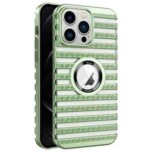 For iPhone 12 Pro Cooling Ladder Electroplated Hollow Phone Case(Green)