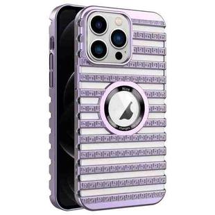 For iPhone 12 Pro Cooling Ladder Electroplated Hollow Phone Case(Purple)