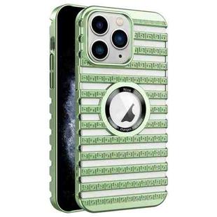 For iPhone 11 Pro Max Cooling Ladder Electroplated Hollow Phone Case(Green)