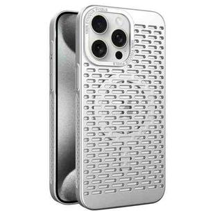 For iPhone 15 Pro Max Hollow Cooling MagSafe Phone Case(Silver)