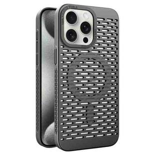 For iPhone 15 Pro Max Hollow Cooling MagSafe Phone Case(Black)