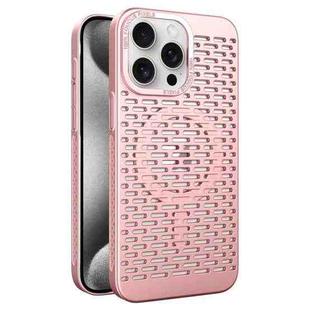 For iPhone 15 Pro Hollow Cooling MagSafe Phone Case(Rose Gold)