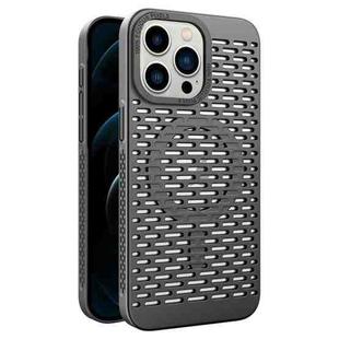 For iPhone 12 Pro Max Hollow Cooling MagSafe Phone Case(Black)