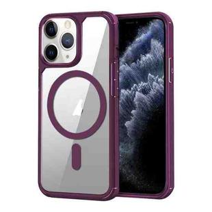 For iPhone 11 Pro Max MagSafe Acrylic Hybrid TPU Phone Case(Wine Red)