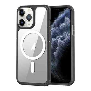 For iPhone 11 Pro MagSafe Acrylic Hybrid TPU Phone Case(Black + White)