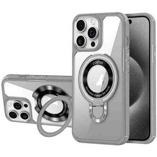 For iPhone 15 Pro Max MagSafe Acrylic Hybrid TPU Phone Case with Holder(Grey)