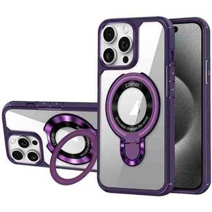 For iPhone 15 Pro Max MagSafe Acrylic Hybrid TPU Phone Case with Holder(Purple)