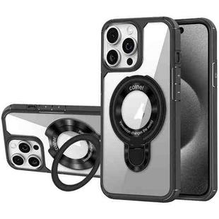 For iPhone 15 Pro MagSafe Acrylic Hybrid TPU Phone Case with Holder(Black)