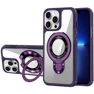 For iPhone 13 Pro MagSafe Acrylic Hybrid TPU Phone Case with Holder(Purple)