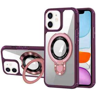 For iPhone 11 MagSafe Acrylic Hybrid TPU Phone Case with Holder(Wine Red)