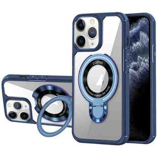 For iPhone 11 Pro MagSafe Acrylic Hybrid TPU Phone Case with Holder(Royal Blue)