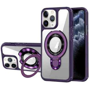 For iPhone 11 Pro MagSafe Acrylic Hybrid TPU Phone Case with Holder(Purple)