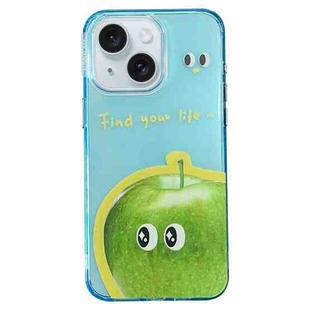 For iPhone 13 Fruit Pattern PC + TPU Transparent Phone Case(Green Apple)