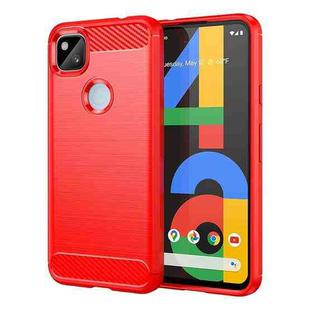 For Google Pixel 4a Carbon Fiber Brushed Texture TPU Phone Case(Red)