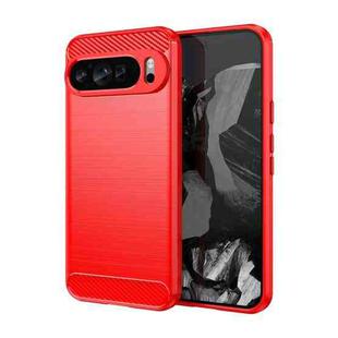 For Google Pixel 9 Pro XL Brushed Texture Carbon Fiber TPU Phone Case(Red)