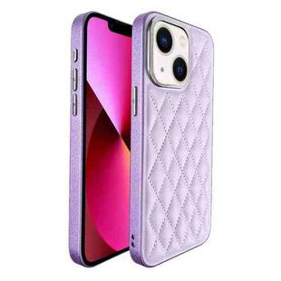 For iPhone 13 Plaid Series 9D Electroplated Phone Case(Purple)